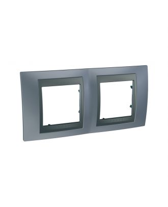 Unica Top - cover frame - 2 gangs, metal grey/graphite