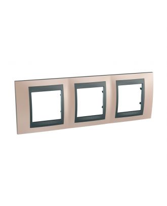 Unica Top - cover frame - 3 gangs, copper/graphite