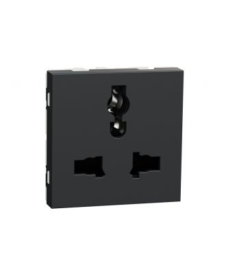 New Unica, Socket outlet Multistandard with shutter, 2 modules, anthracite