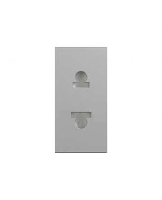 Socket-outlet, New Unica, 2P, 16A, Euroamerican, with shutter, painted, Silver