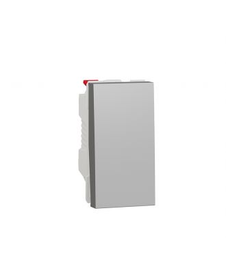 Switch, New Unica, 1-pole 1- way, 10AX, 1 module, screwless terminals, painted, IP4X, Silver