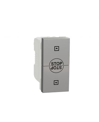 Roller blind pushbutton switch, New Unica, 10 AX, 250 V, AC, 1 module, Silver
