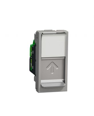 Data socket, New Unica, mechanism, RJ45, U/UTP, straight, click, shuttered, Silver