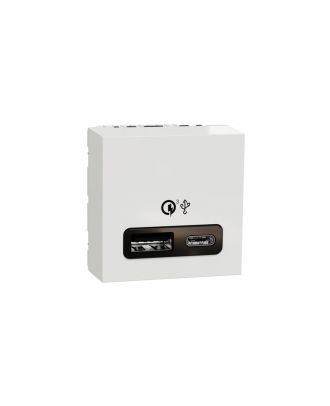 Schneider New Unica - Double USB Quick Charge A+C type 18W 2 modules, White
