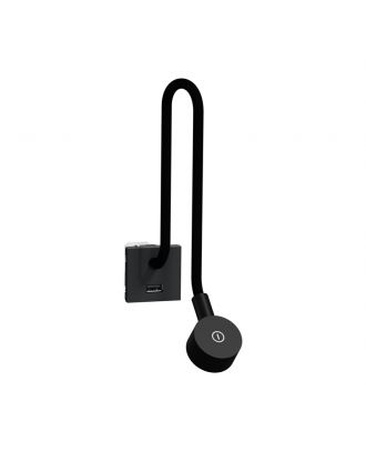 Schneider Bedside lamp + USB charger type A, New Unica, 2W, 240V, LED indication, Anthracite