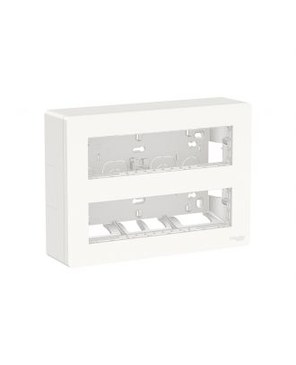 Workstation, New Unica, Surface, 2 x 8 modules horizontal, antibacterial, white