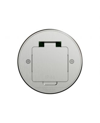 Floor Socket-outlet Schuko with stailess steel cover, Unica IP44 Grey - Round