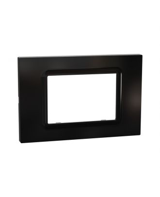 Schneider - Cover frame, Miluz E, 3 gang, Black