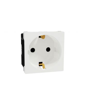 Schneider German Socket outlet, Miluz E, 16A, 250V, 2 Pin with earth, 2 Module, White
