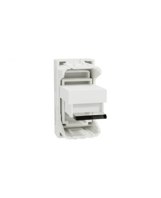 Schneider Telephone Outlet, Miluz E, 6 Pin, 4 Wire, mechanism with shutter, white