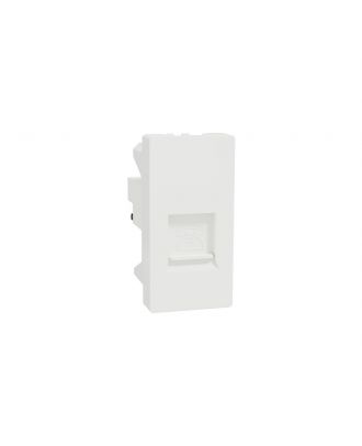 Schneider Telephone Outlet, Miluz E, 6 Pin, 4 Wire, mechanism with shutter, white