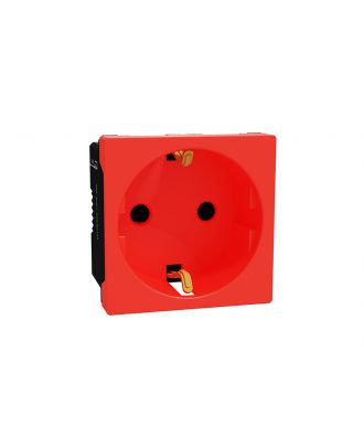 Schneider German Socket Outlet, Miluz E, 16A 250V, 2 Pin with Earth UPS, 2 Module, Red