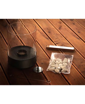 Planika - CHANTICO round portable tabletop indoor and outdoor fireplace powered by bioethanol, Black