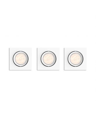 Philips set LED Recessed spot light housing 3XGU10, white, square