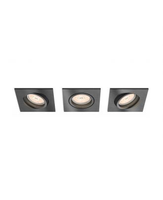 Philips set LED Recessed spot light housing 3XGU10, grey, square
