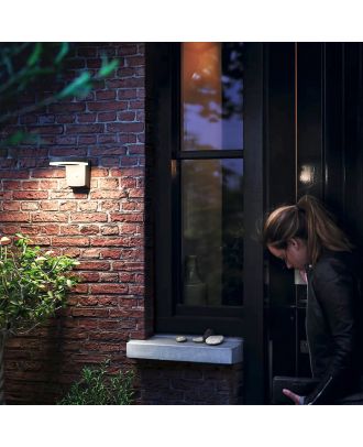 Philips - Zonal Wall Light 1.3W Outdoor luminaires 3000K Black, Sensor, Solar, Round, Water Resistant