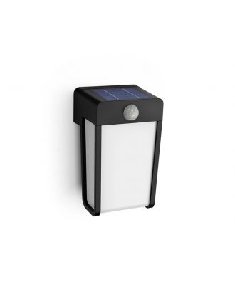 Philips Shroud wall light 2.3W Outdoor luminaires 2700K, Black X White, Motion Sensor, Solar, IP44 Weatherproof