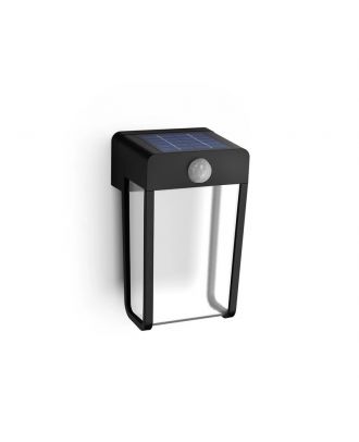 Philips Shroud wall light 2.3W Outdoor luminaires 2700K, Black X transparent, Motion Sensor, Solar, IP44 Weatherproof