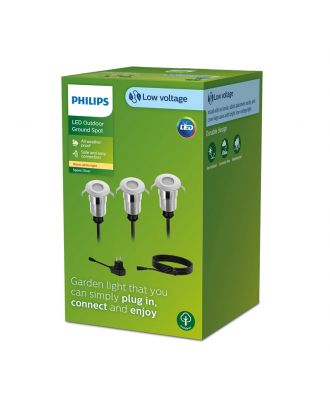 Philips - set of outdoor ground spotlights 2700K Silver, 120 lm, 240 V, IP67