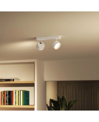 Philips - Bracia Ceiling/Wall Spotlight 2*5.5W warm white 2700K, ClickFix, White