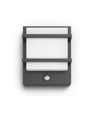 Philips LED Outdoor Wall Light 12 W 1200 lm with Motion Sensor, Anthracite, warm white