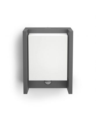 Philips LED Outdoor Wall Light 6W 600 lm with Motion Sensor, Anthracite, warm white