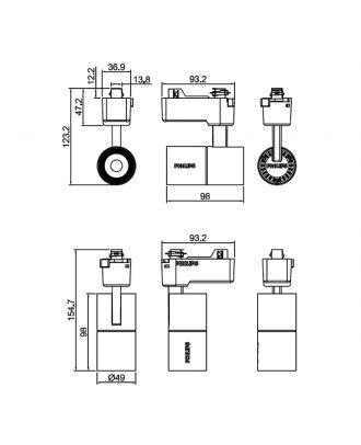 PHILIPS Track LED Spotlight 560L 7W 220-240V warm white - Black