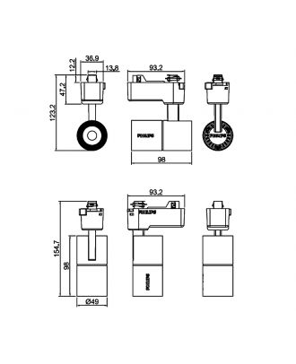 PHILIPS Track LED Spotlight 595L 7W 220-240V Neutral White - Black