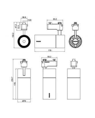 PHILIPS Track LED Spotlight 2400L 30W 220-240V warm white - Black