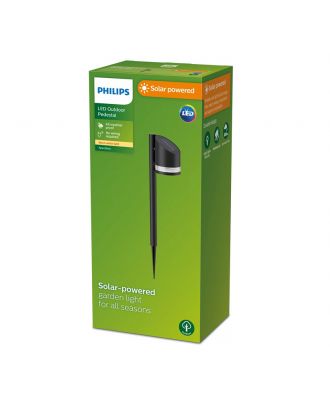 Philips - Fyve Pedestal Light 1.5W Outdoor luminaires 2700K Black, Sensor, Solar, Water Resistant