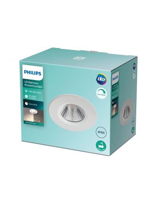 Philips Recessed spot light 7cm 5.5W warm 350 LM, White -IP65