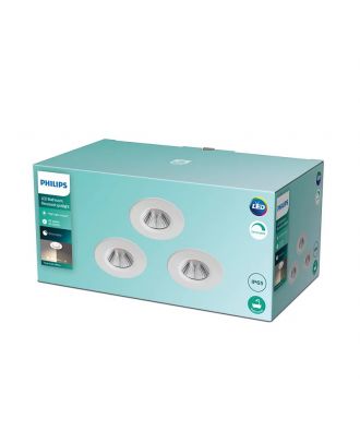 Philips Recessed spot light set 7cm 5.5W warm 350 LM - 3pcs, White - IP65