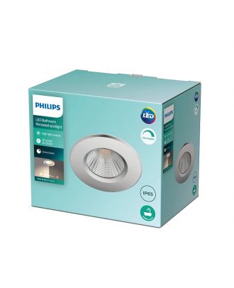 Philips Recessed spot light 7cm 5.5W warm 350 LM, Chrome -IP65