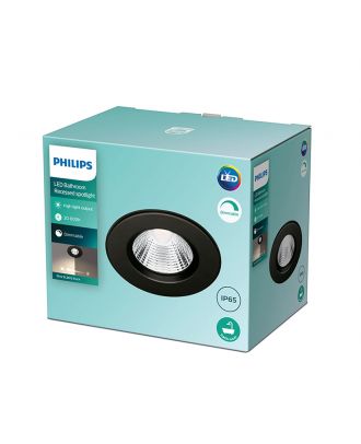 Philips Recessed spot light 7cm 5.5W warm 350 LM, Black- IP65