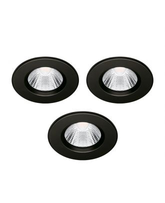 Philips Recessed spot light set 7cm 5.5W warm 350 LM - 3pcs, Black- IP65