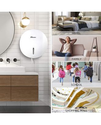 Toilet Paper Towel Dispenser Wall Mounted Jumbo Roll, White