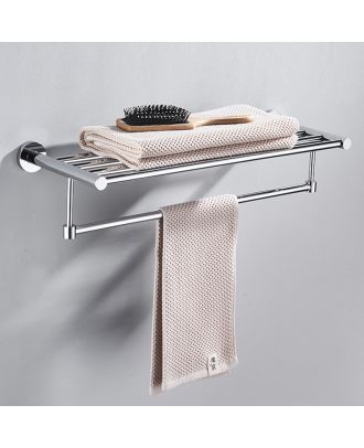 Stainless Steel Hotel Towel Shelf With Lower Hanger