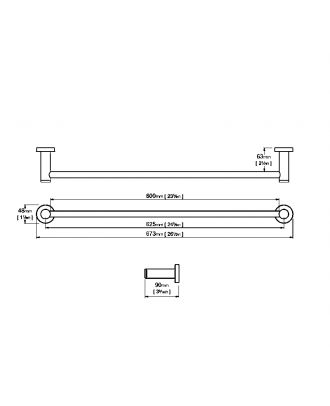 Stainless Steel Single Towel Bar 60 cm