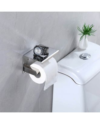 Stainless Steel Toilet Paper Holder With Shelf