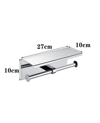 Double Toilet Paper Holder With Phone Shelf, Stainless Steel