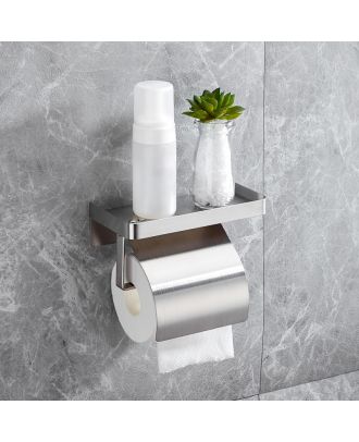 Stainless Steel Toilet Paper Roll Holder with Shelf Phone