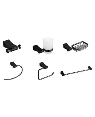 Infinity Bathroom Acceccories Set 6 pcs, Matte Black