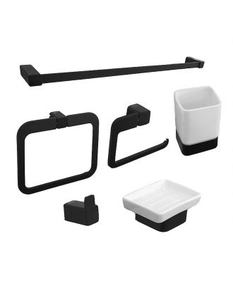 Infinity Bathroom Acceccories Set 6 pcs, Matte Black