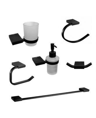 Infinity Bathroom Acceccories Set 6 pcs, Matte Black