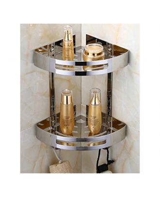 Stainless Steel Wall Mounted Double Corner Shower Basket for Bathroom