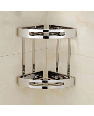 Stainless Steel Shower Corner Basket 2 shelf, Chrome