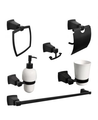 Infinity Bathroom Acceccories Set 6 pcs, Black