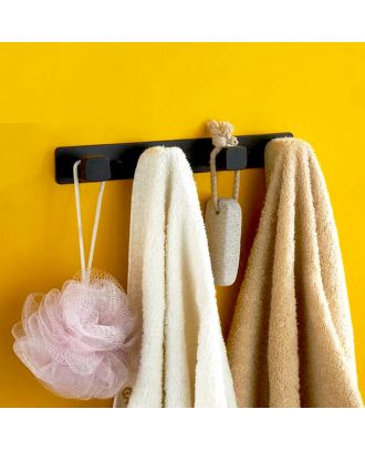 Wall Mounted Towel Rack 4 Hoks, Matte Black