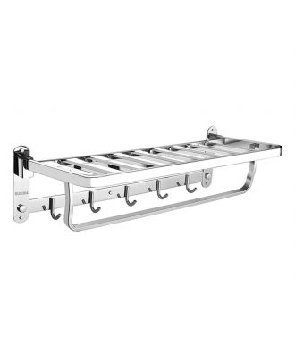 Stainless steel Foldable Shelf Towel Rack With Hooks