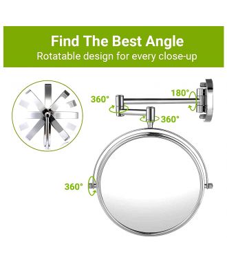 Makeup Mirror Wall Mounted , Two-side, 360 Degrees Rotating Function, Matte Black